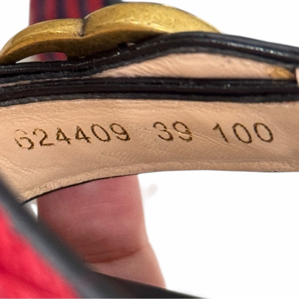 Gucci Lifford Espadrille Platform Sandals GG Marmont Black Red Blue Size 39 - Picture 6 of 10